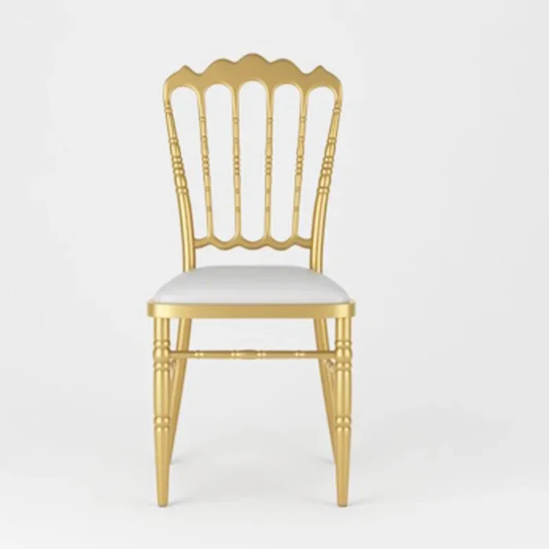 Light Luxury Hotel Bamboo Chair Wedding Wedding Hall Napoleon Castle Soft Coated Iron Aluminum Dining Chair Banquet Seat