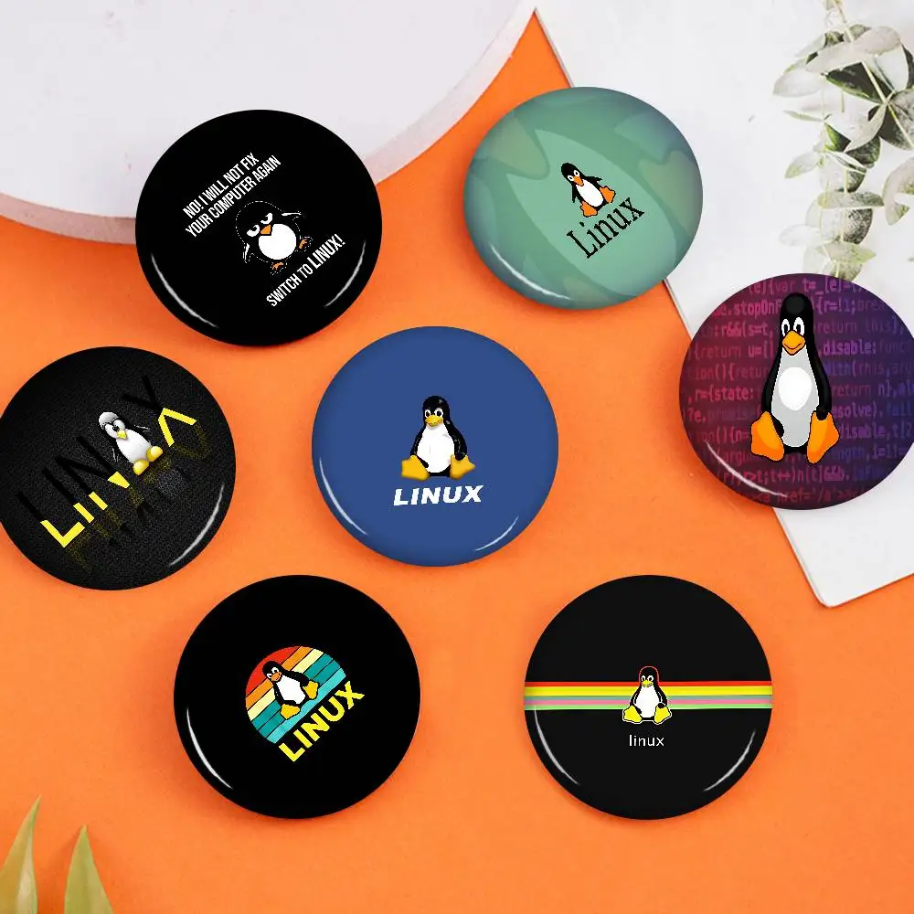 Linux Operating System Tux Penguin 58mm Animals Funny Brooches Badge Backpack Clothes Gift Accessory