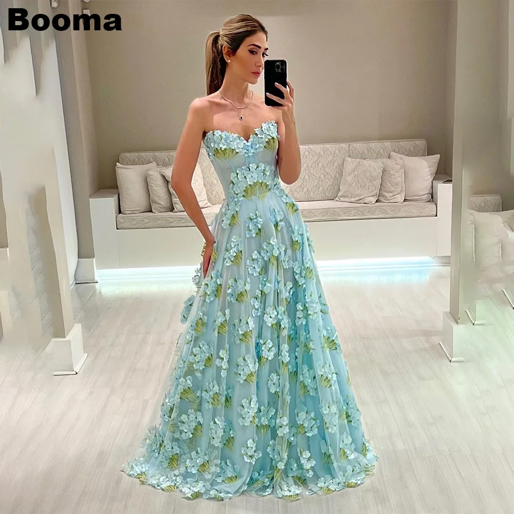 Booma A Line Fairy Prom Dresses Sweetheart 3D Flowers Party Evening Dresses Formal Occasion Gowns for Women robes de soirée