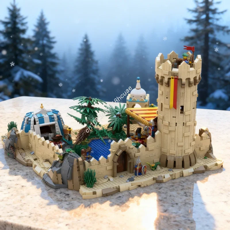 3142pcs MOC Guarded Oasis BrickLink Designer Program Model Building Blocks Architecture Festival Gifts Toys Education