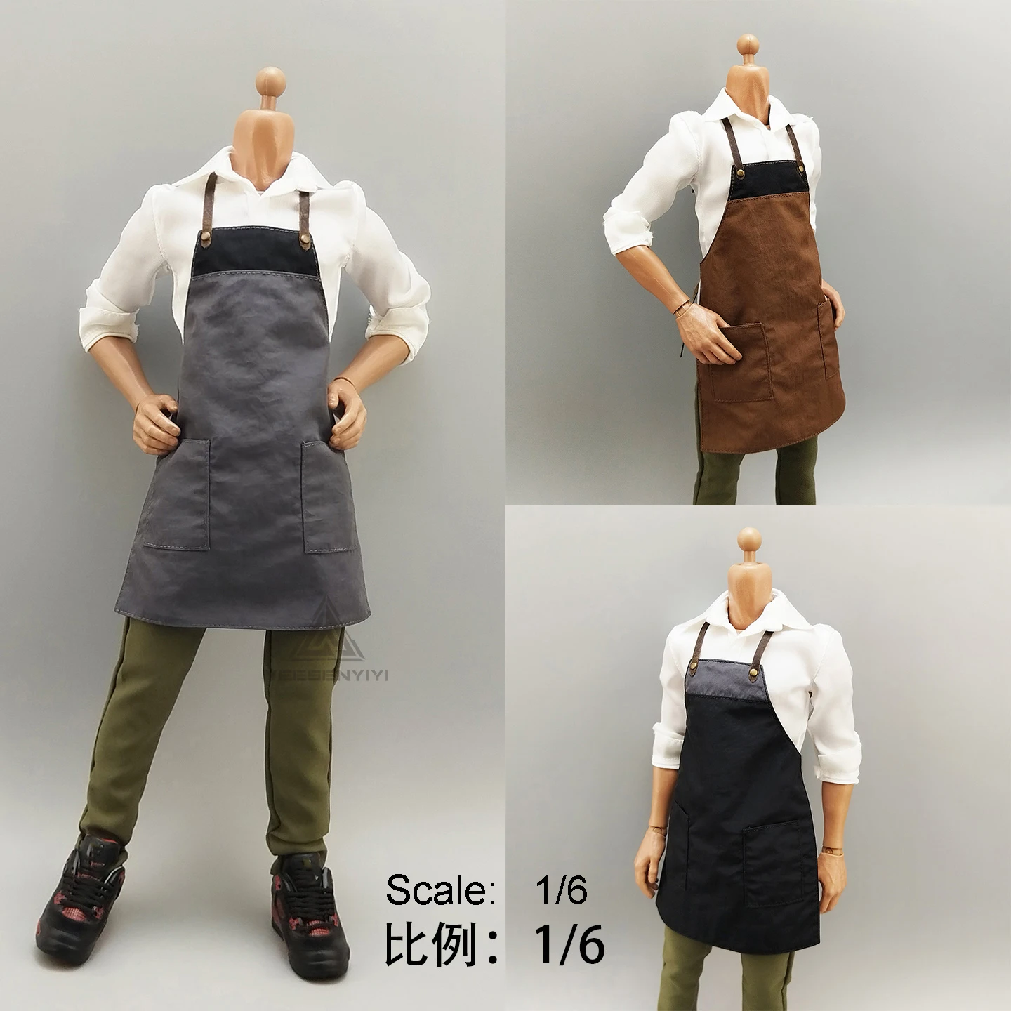 1/6 Scale Soldier Action Figure Apron, Contrast Color Doll Clothes Accessories for 12 Inch 30CM Soldier Body BJD Clothes
