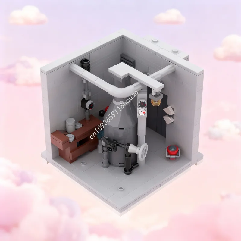 235pcs MOC Cutaway Tower Boiler Room City Model Building Blocks Assemble Architecture Festival Gift DIY Creative Toys Idea