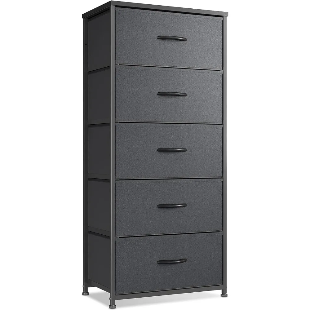 

Dresser for Bedroom, Tall Kids Bedroom Fabric Dresser 5 Drawer Vertical Dresser Storage Tower Organizer Unit