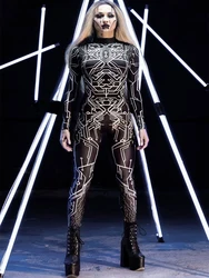 Zawaland Halloween Fancy Robot 3D Punk Circuit Printed Spandex Cosplay Women Sexy Jumpsuits Adult Unisex Zentai Bodysuit Catsuit