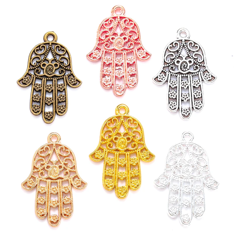 10pcs 6 color Antique Silver color Hand of Fatima Charms Pendant DIY Handmade Jewelry Accessories 30*20mm I119