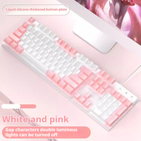 EWEADN GX320Z Pink Wired Office Keyboard -Silent, Ergonomic,LED Backlighting, High-Precision for Gaming, Office, Laptop/PC