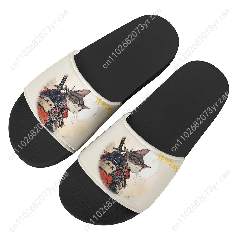 Cat Warrior Animation Flip Flops Mens Womens Teenager Family Slippers Bathroom Beach Swimming Pool Sandals Custom Water Shoes - Image 2