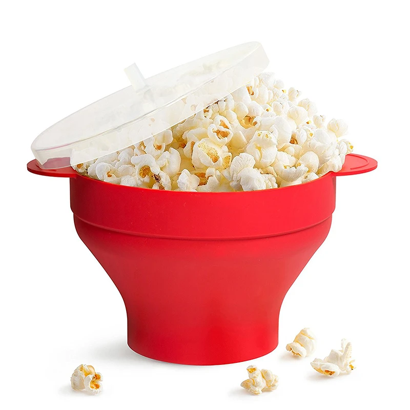 Cucina microonde Popcorn ciotola secchio Silicone fai da te Popcorn Maker con coperchio patatine piatto di frutta strumenti facili di alta qualità