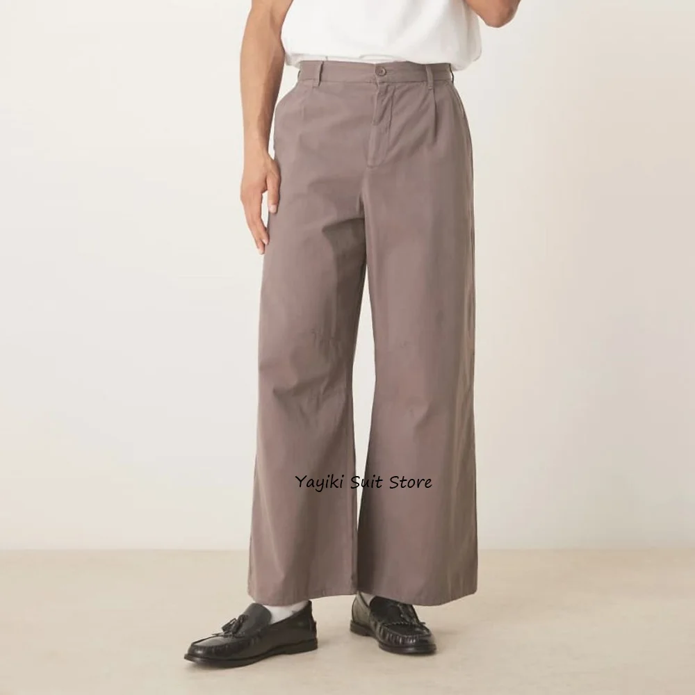 

Casual Pants for Man Trousers Wide-leg Solid Color Classic Men's Pants Loose Fit Polyester Fiber Comfortable Work Dress Trouser