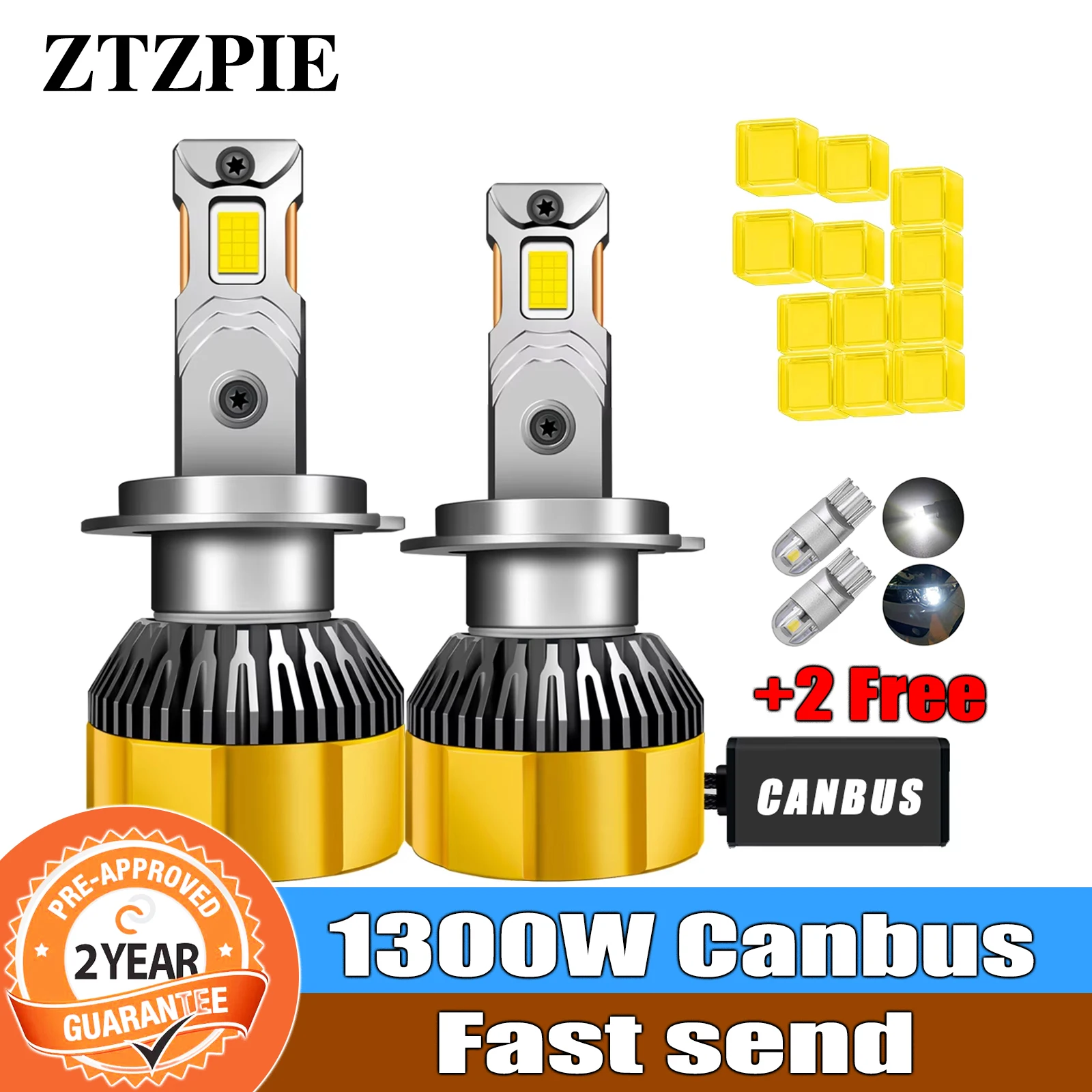 

ZTZPIE 6000K HB3 HB4 9005 9006 H1 H7 H4 H11 9012 H13 9004 Bulb Canbus Led Lamp CSP 7750 Pure whit Car Headlight Light 1300W/650w