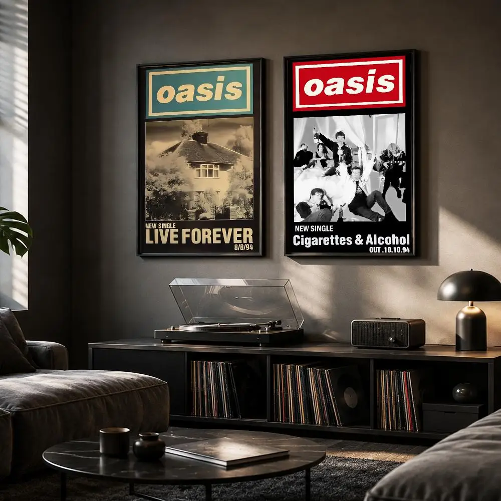 O-Oasis Rapper Album Painting Calligraphy Canvas Poster Hallway Bedroom Living Room Home Bar Decoration Interior Wall