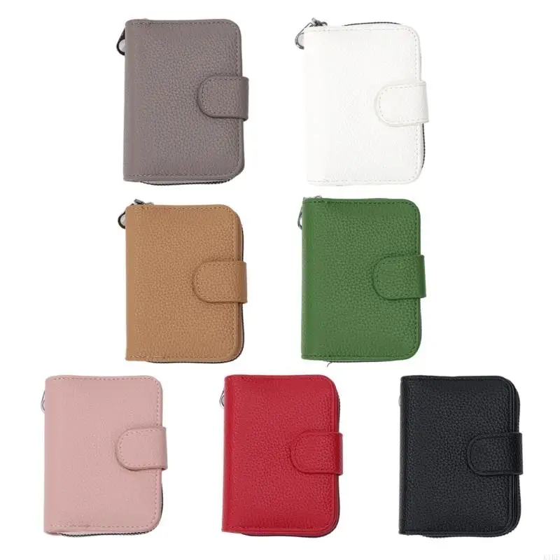 Multifunctional Leather Card Wallet With 12 Card Slots Travel Card Storage Case K1KF