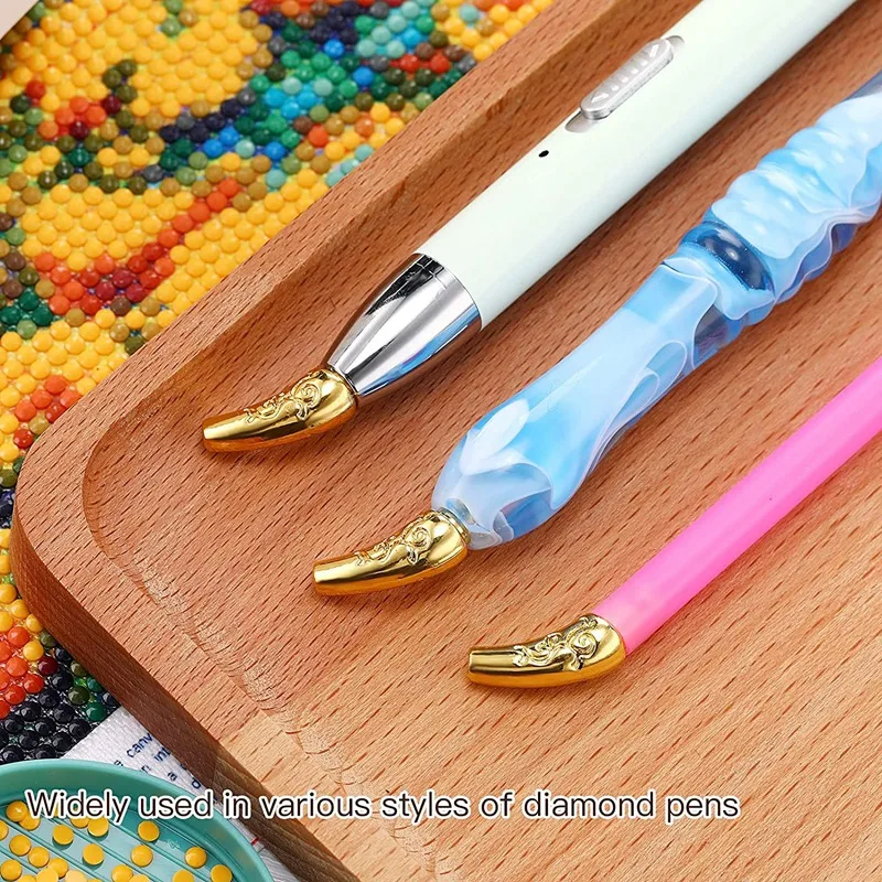 12 Uds. Puntas de bolígrafo para pintura de diamante, pinceles de diamante, cabezales de bolígrafo de repuesto, herramientas de arte de pintura de diamante de Metal