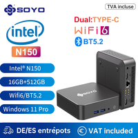 SOYO Mini PC Intel Alder Lake N150 Windows 11 Pro MiniPC 16GB DDR4  512GB PCIe M.2 SSD WiFi 6 BT5.2 Desktop Computer