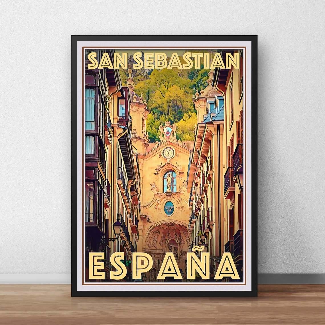 San Sebastian Espana Retro Vintage Style Travel Poster Canvas Art Print Home Decor Wall Painting ( No Frame )