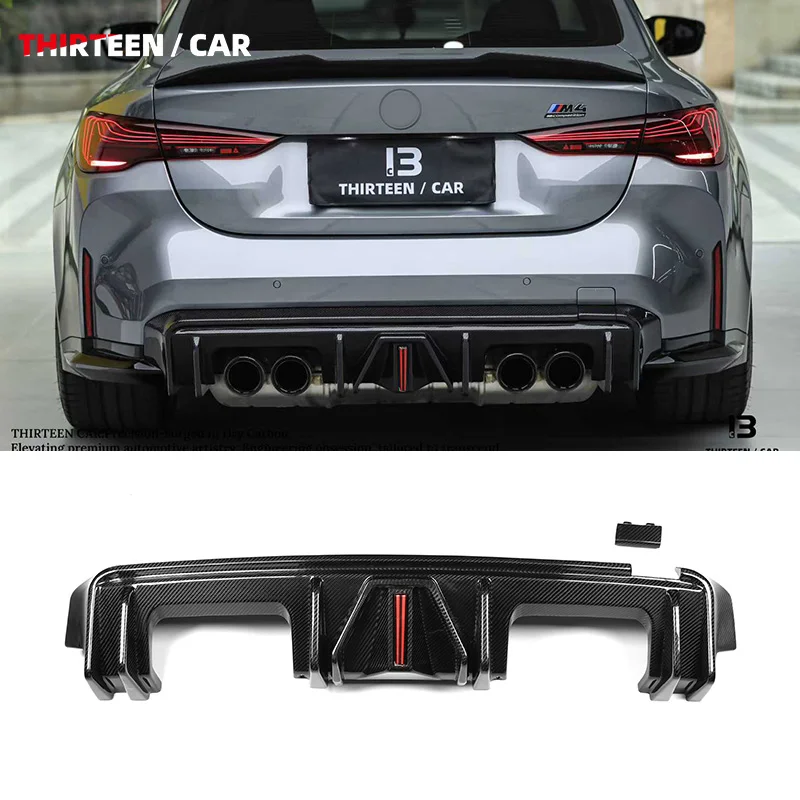 

LED light strip Style Rear Diffuser With Brake Light Dry Carbon Fiber for BMW G80 G81 M3 G82 G83 M4 Rear Splitter