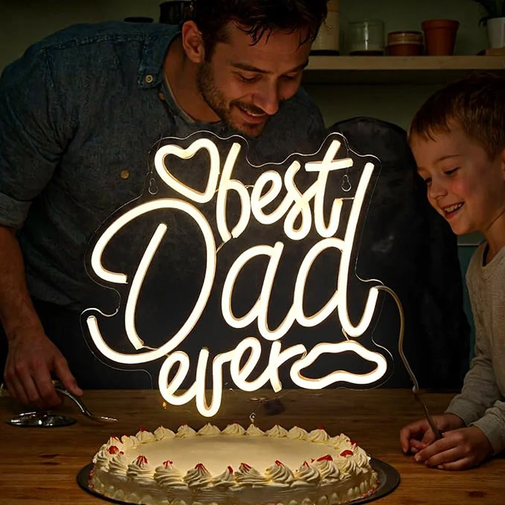 أفضل علامة نيون للأب على الإطلاق، هدايا عيد الأب، ضوء نيون LED لحفلات أعياد الميلاد وأضواء تزيين غرفة المنزل