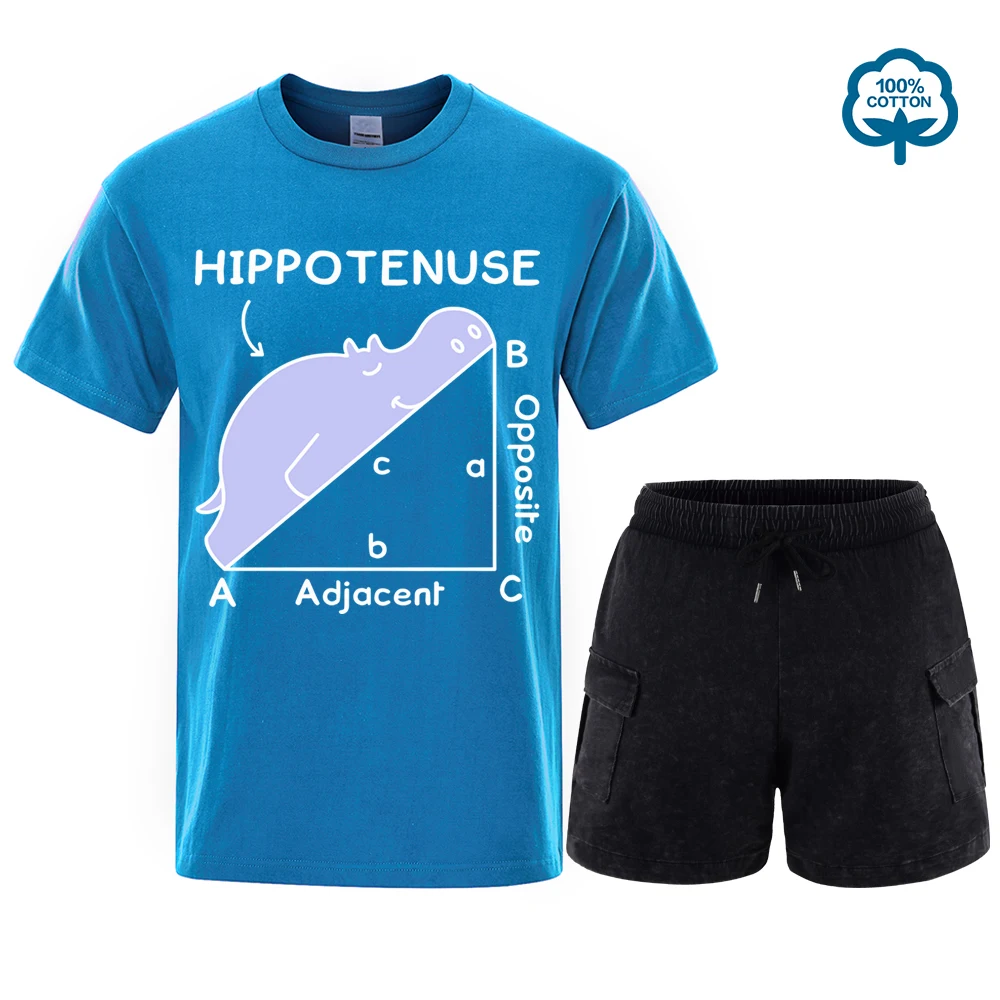

Hippotenuse Opposite Adjacent Funny Printed Men Women T Shirts Set Trigonometric Functions Cotton Short Sleeve Streetwear Tee