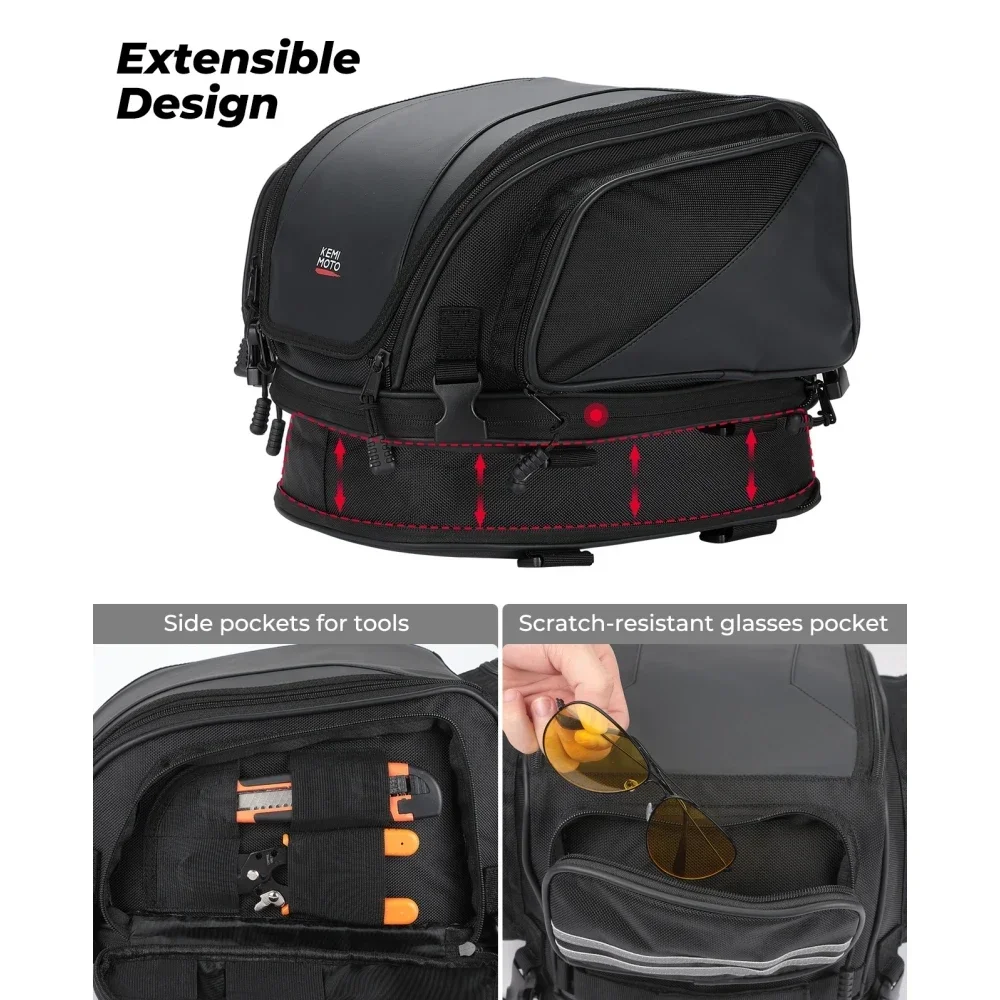 Motorcycle Tail Bags 18-22L Expandable Sissy Bar Bag for Can-Am Ryker PU Leather Waterproof Luggage Seat Travel Rear Rack Bag view 2