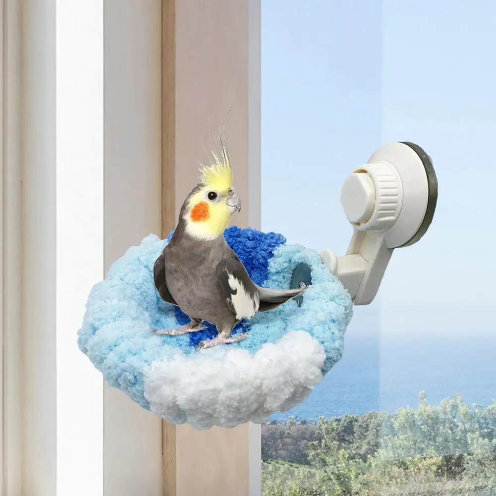 Suction Cup Bird Nest Coral Velvet 2-in-1 Bird Nest with Removable Suction Cup Plush Vehicle-mounted Warm for Parrot for Parrots