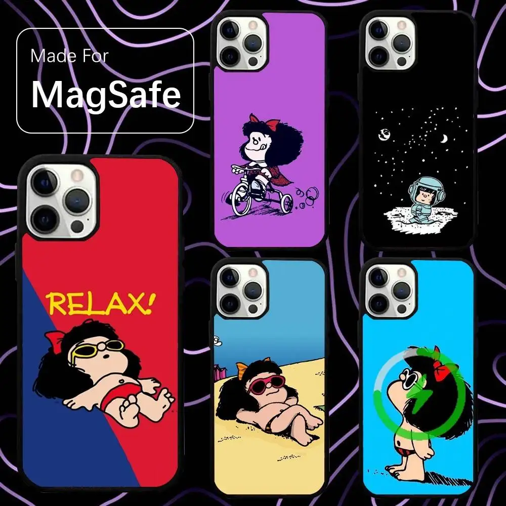 

M-MafaldaS Cute Phone Case For iPhone 16,15,14,13,12,11,Pro,Max,Plus,Mini,SE New Magsafe Magnetic Wireless Charging