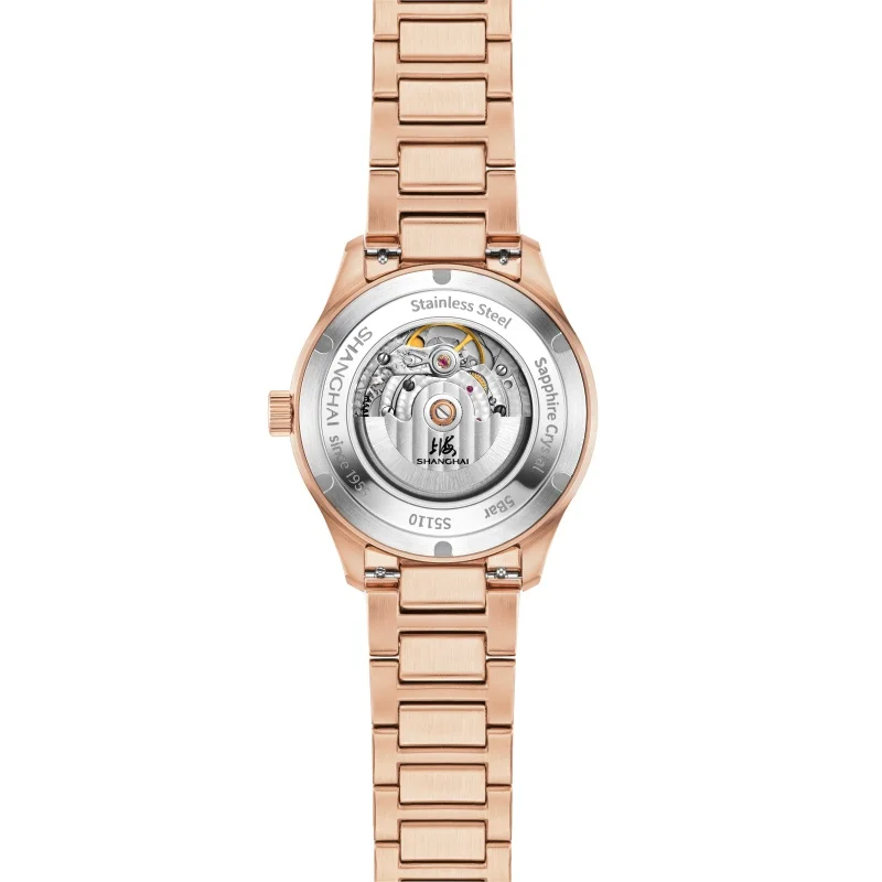 شنغهاي الأصلي تحية جمع التلقائي ساعة ميكانيكية تصميم التلفزيون 40 مللي متر 50 متر مقاوم للماء ساعة اليد الرجال الفاخرة ساعة Reloj