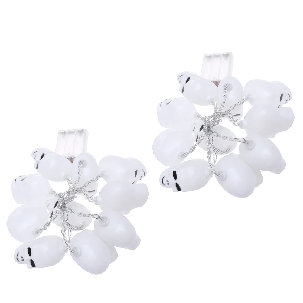 الجمجمة أضواء في الهواء الطلق سلسلة ديكور الهالوين البلاستيك الأبيض عطلة الطرف الديكور