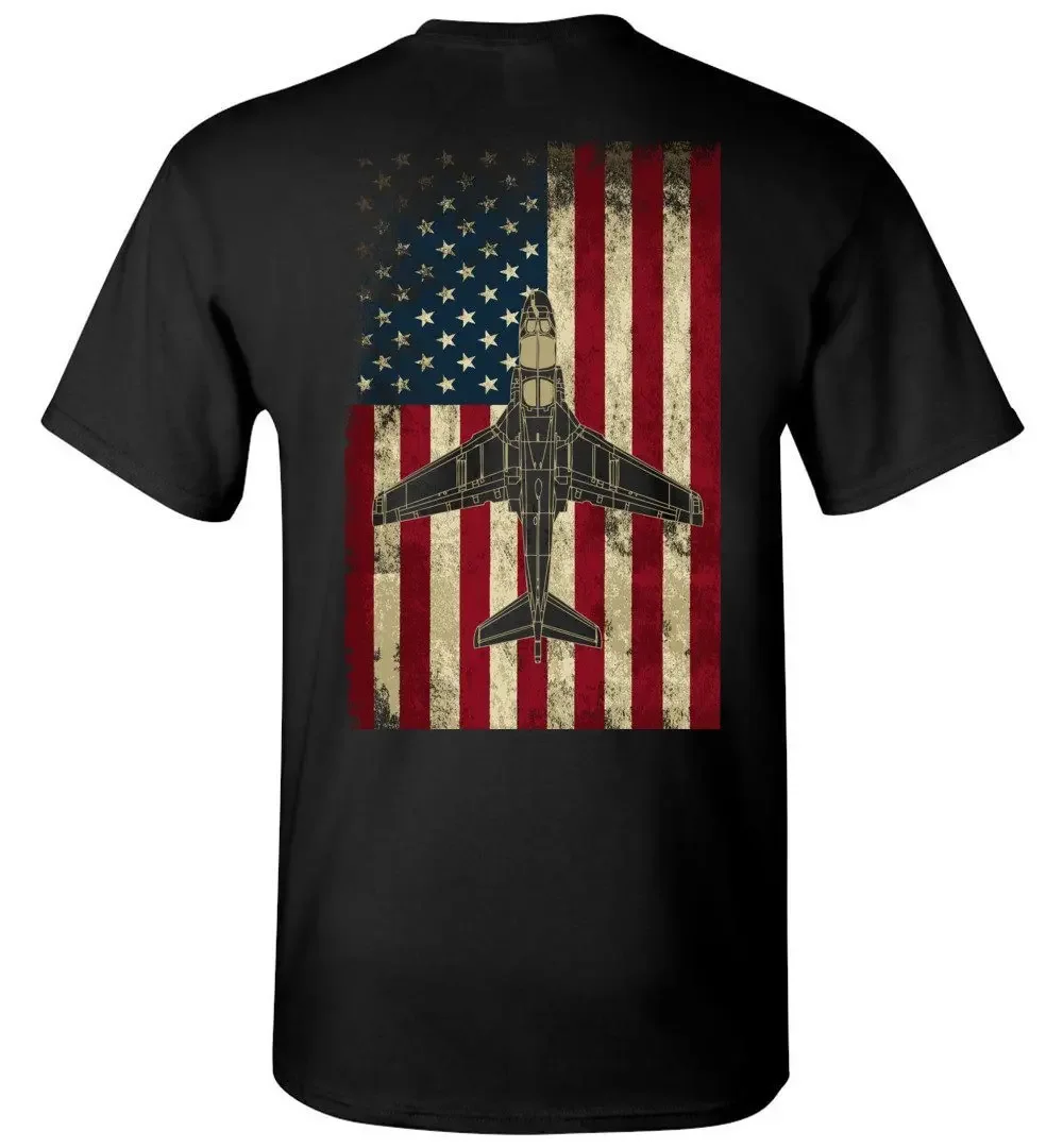 Vintage American Flag EA-6B Prowler EW Aircraft T Shirt 100% Cotton Short Sleeve O-Neck Casual T-shirts Loose Top New Size S-3XL