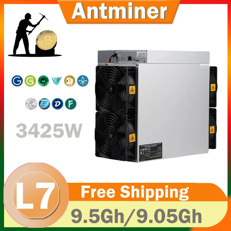 In Stock, Antminer L7 9500Mh 9050Mh Asic Miner 3425W Crypto Mining New Machine Free Shipping