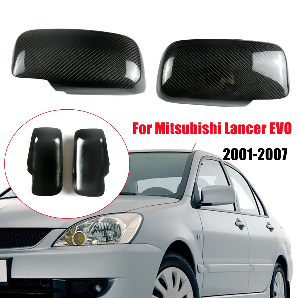 For Mitsubishi Lancer EVO 2002 2003 2004 2005 2006 2007 Real Carbon Fiber Car Rearview Side Mirror Cover Wing Cap Door Trim