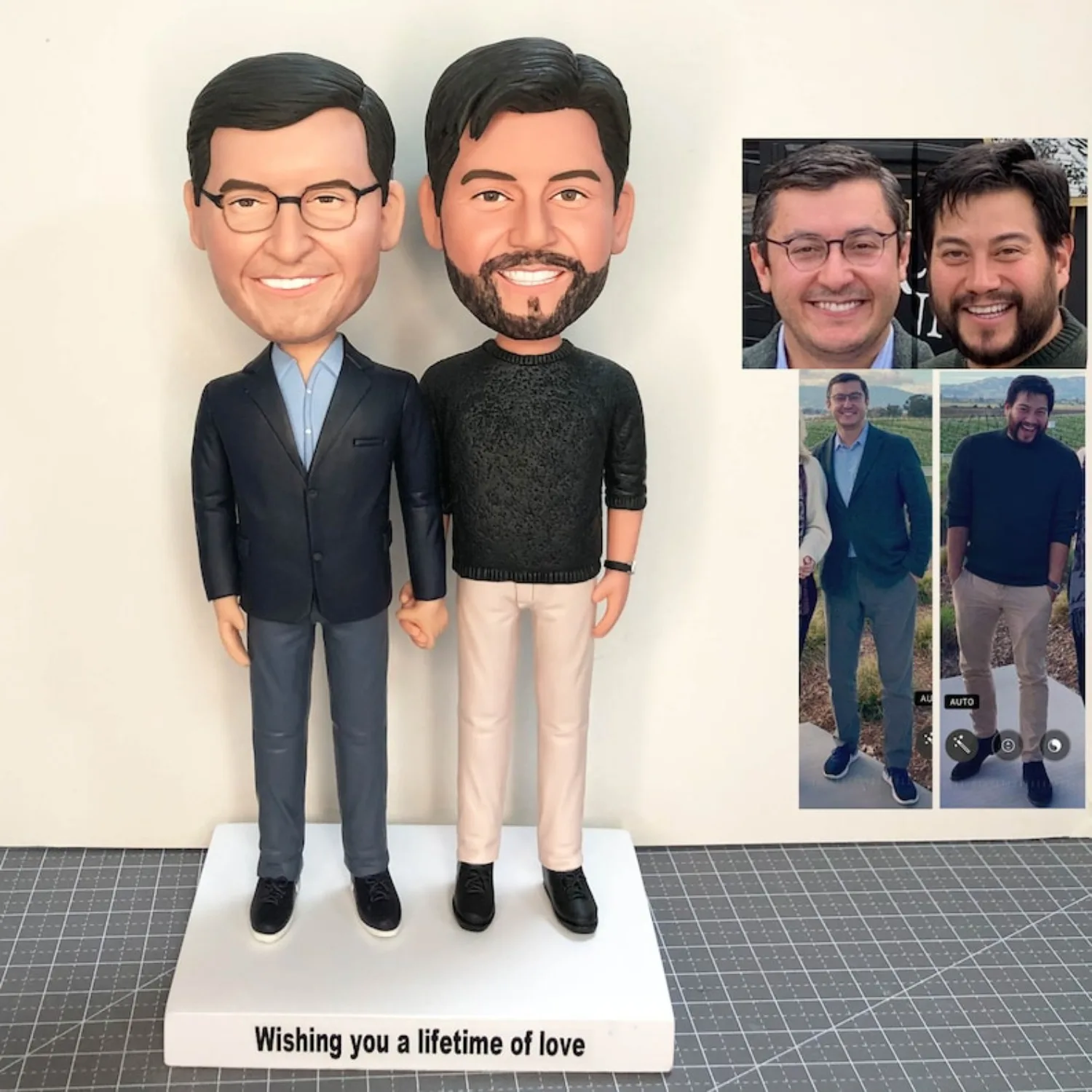 

Custom 2 Person Bobblehead Unique Gift For Friends Brothers Colleagues Partners Handmade Full Body Clay Figure Keepsake Art Gift