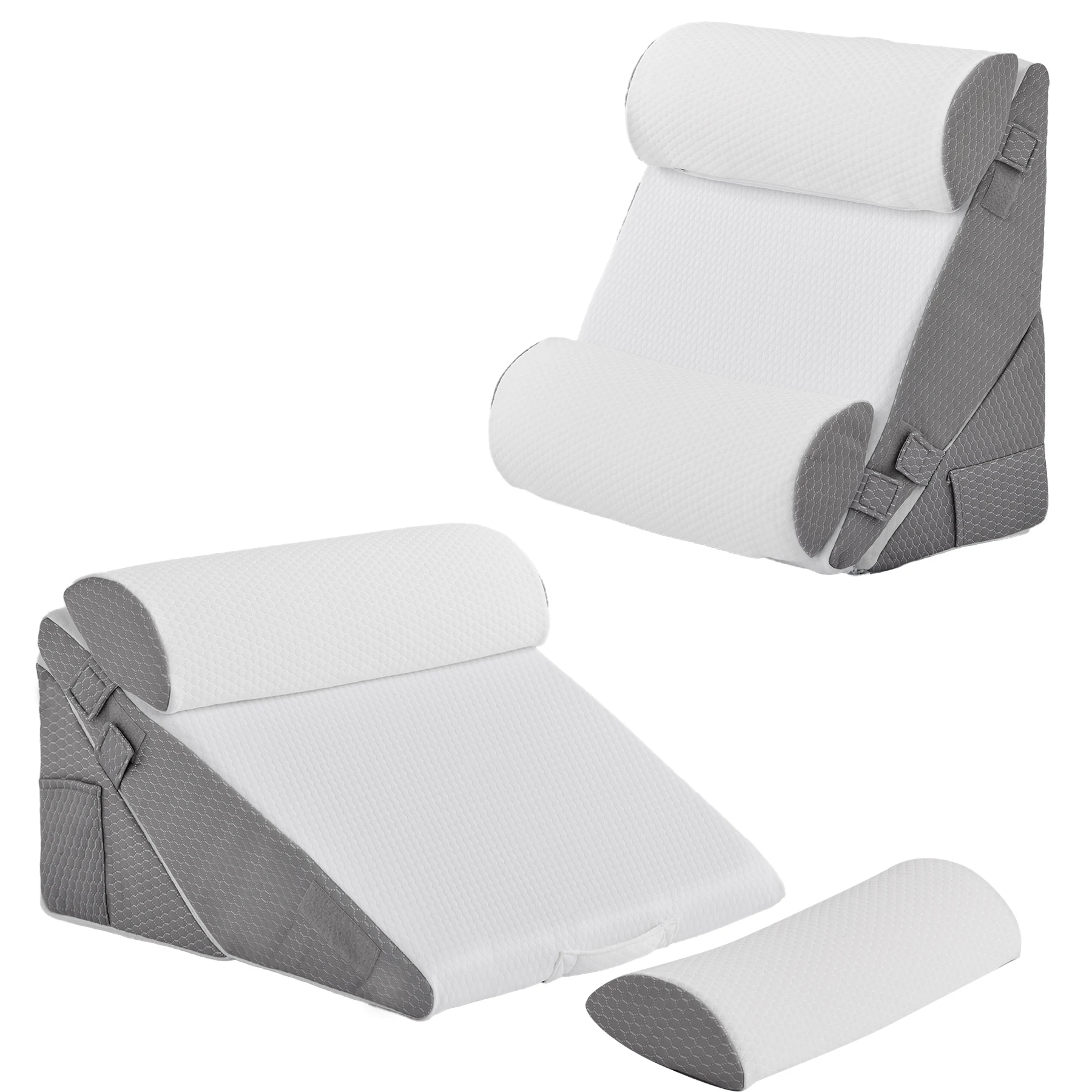 

4pcs bed wedge pillow set, foam wedge pillow for postoperative back, leg and knee support, adjustable 9&12 inch high