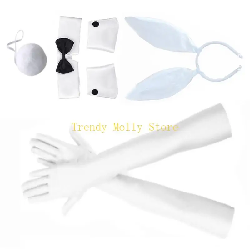 

N5KB Rabbit Ears Plush Hairband Sexy Headband Cuffs Party Suit Costume Lady Headpiece