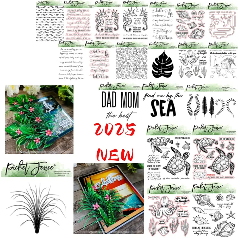 flowers and plants Summer Love Seahorses Turtle Octopi Seashells Dad Mom Metal Cutting Dies Stamp Stencil Scrapbooking Diary