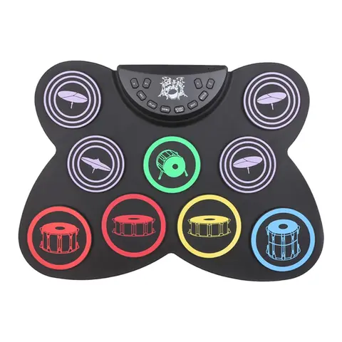 Digital Drum Kit Roll Up Drum Practice Pad 9 Pads Pad Pedal Controller USB with Drum Sticks Great Holiday Birthday Gift for Kids