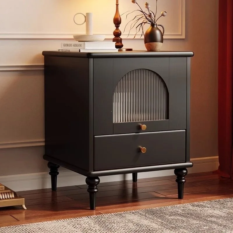 

Bedside table Bedroom locker Household simple retro bedside storage French bedside table