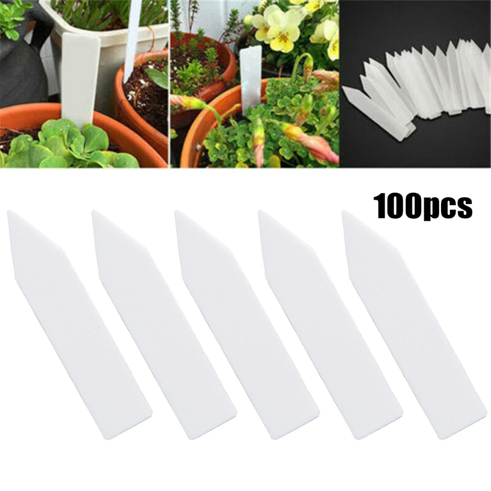 100Pcs 5x1cm Garden Plant Labels Plastic Reusable Plant Tags Markers, Waterproof Nursery Garden Stake Tags For Succulent Flowers