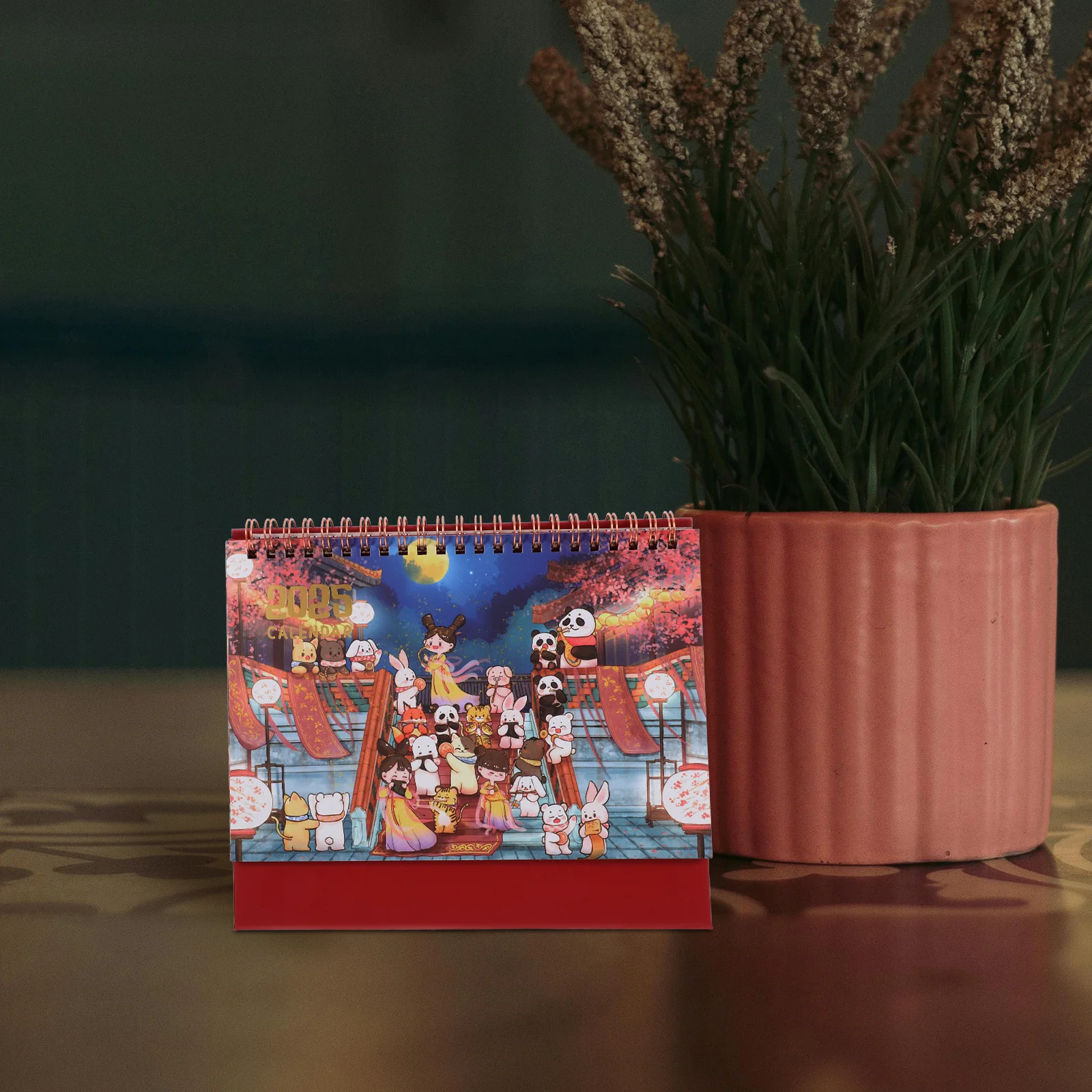 

Cute Small Flip Desk Calendar Cartoon Monthly Desktop Creative Coil Calendar Thick Board Standing Office Accessory