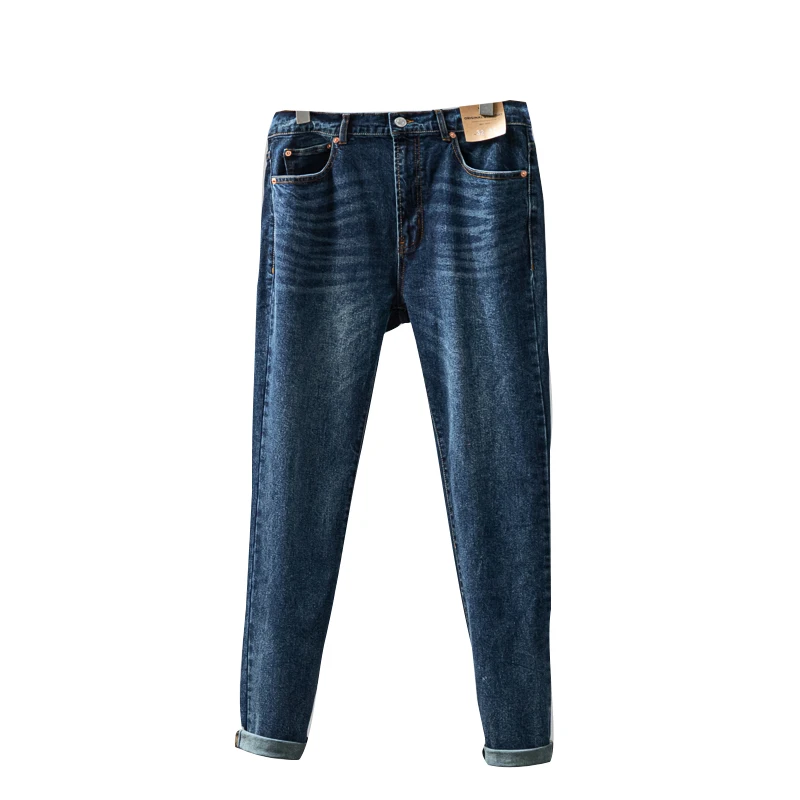 New Spring Men's Casual Straight Leg Jeans Long Pants Cotton Elastic Waed Outfit Versatile Comfortable Classic Blue Denim