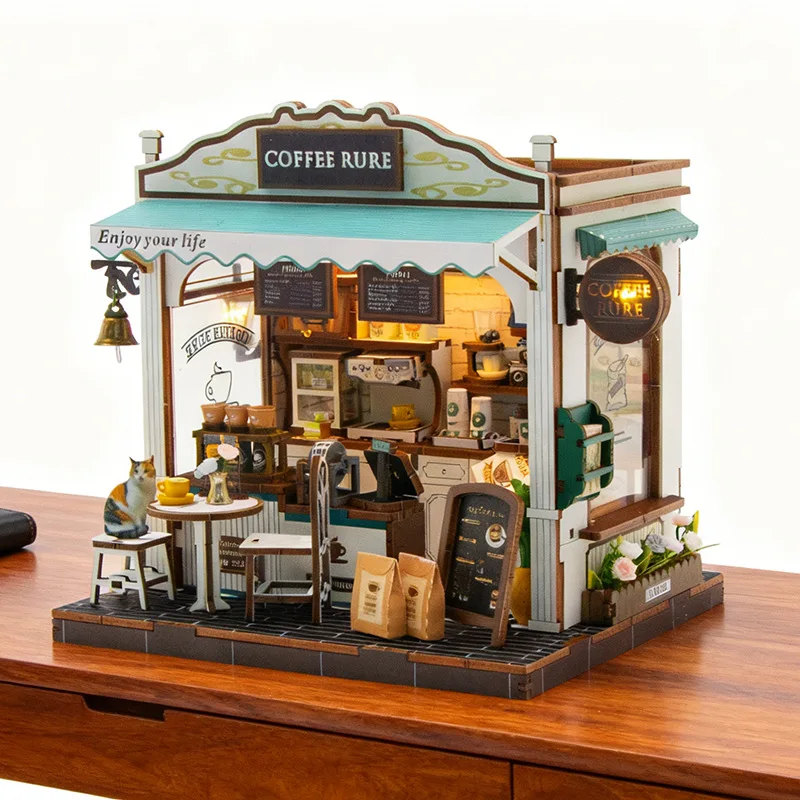 

DIY-набор для сборки деревянного дома-аптеки/кофейни Qingcui: модель-конструктор для декора