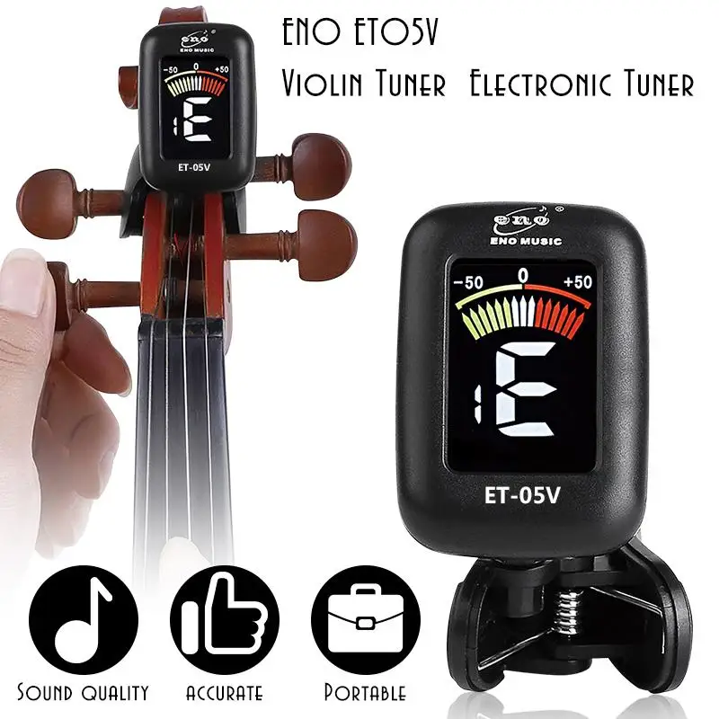 Eno ET05V Viool Tuner Mini Elektronische Tuner Voor Viool Altviool Cello Clip-On Tuner Draagbare Digitale Viool Onderdelen