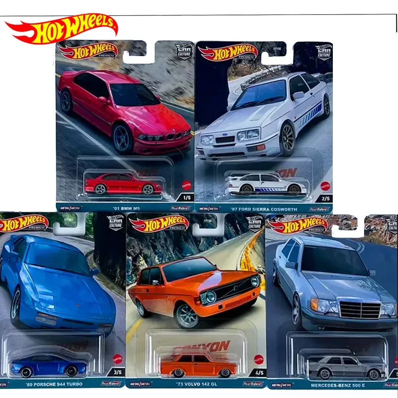 Genuine Hot Wheels Premium Car Culture Canyon Warriors 1:64 Boys Toys for Children Diecast Porsche 944 Turbo Volvo Mercedes-Benz