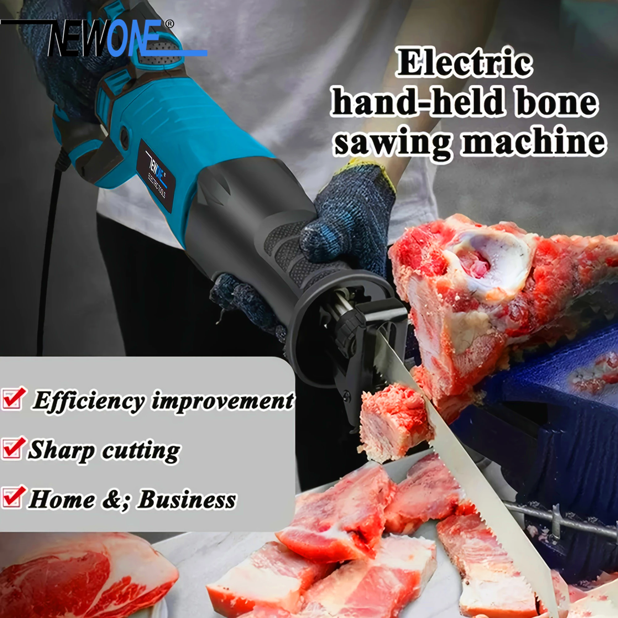 NEWONE 1050W Reciprocating Saw, 8.75Amp 3000 RPM 6 Speed Adjustment, No-load Speed1000-3000r/min, with Saw Blade, Variable Speed