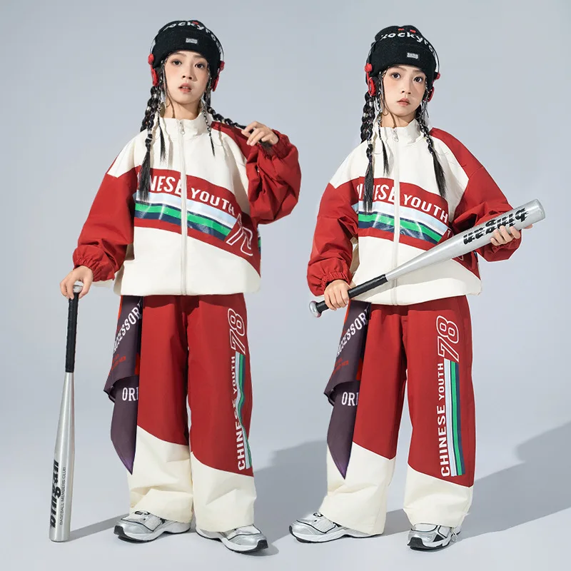 Street Dance เสื้อผ้าเด็ก hip-hop ระเบิด Street เสื้อผ้าเด็กชุดสีแดงโรงเรียนประถมศึกษากีฬาการประชุมเปิด c