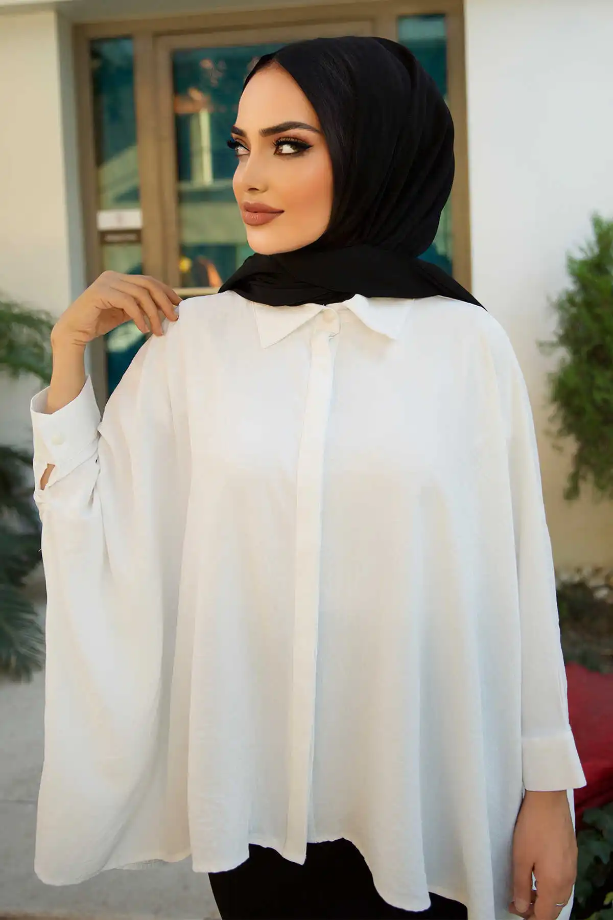 Casual Cut Tunic White Winter Autumn 2021 Muslim Women Hijab headscarf Islamic Turkey