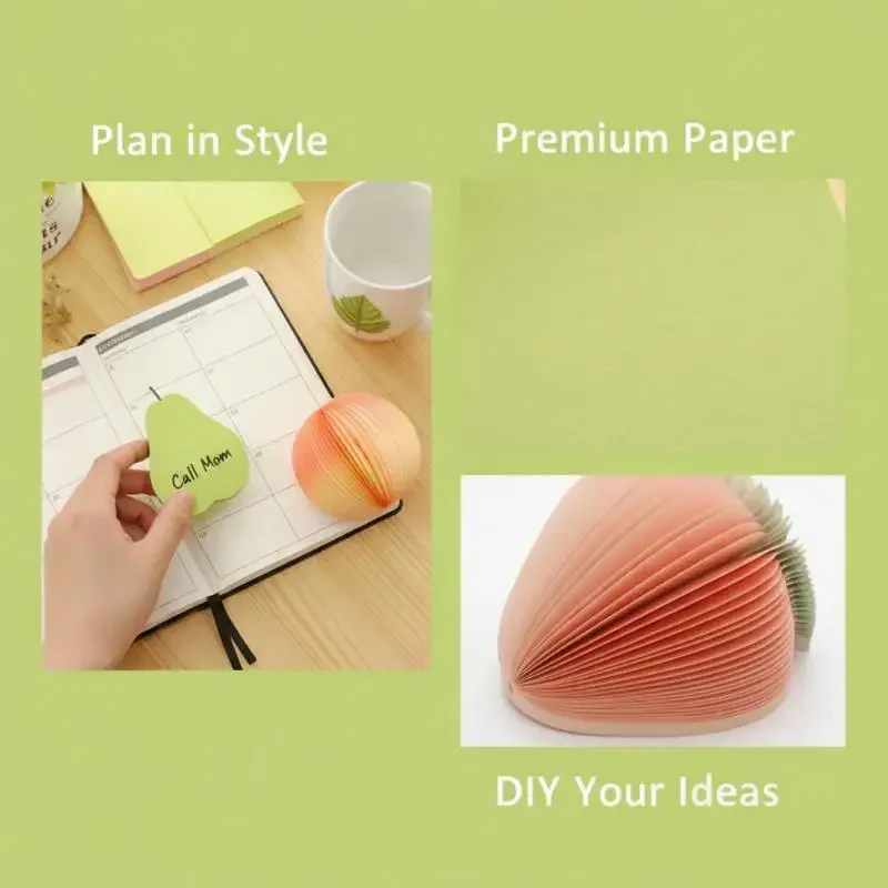 3D Fruit Shaped Memo Notepads Cute Creative Colorful Design Sticky Notes for Back to School Office Stationery Supplies