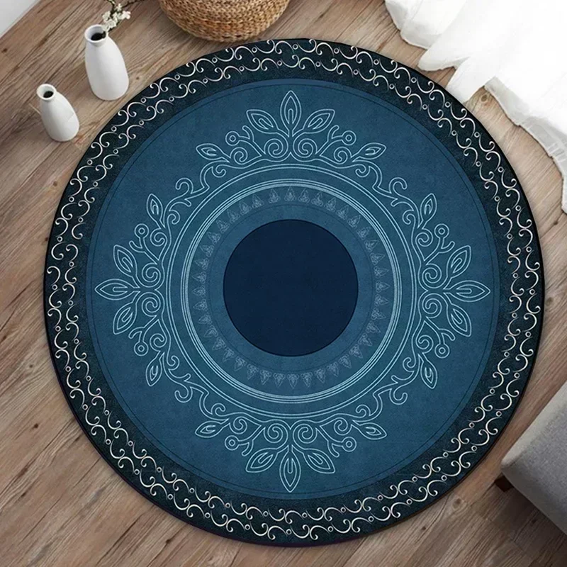 

round chair mat yoga mat living room 2023 NEW floor mat computer washable skyblue