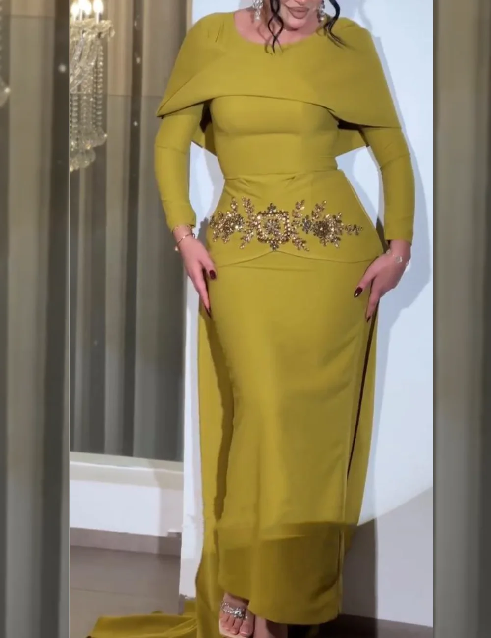 Personalizado simples jérsei plissado lantejoulas sereia o-pescoço vestidos de noite longos luxo 2025 celebridade alta qualidade