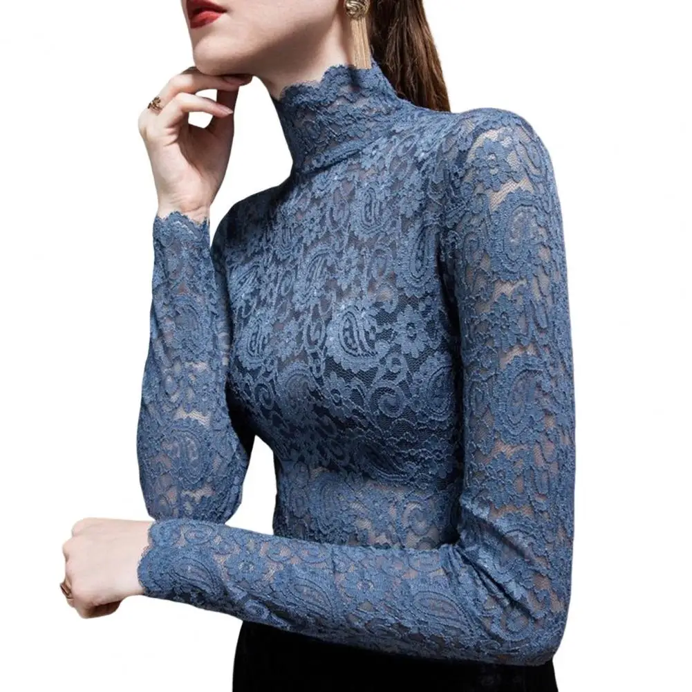 

Women Bottoming Top Slim Fit Women Bottoming Blouse Female Lace Bottomed Blouse Daily Clothing