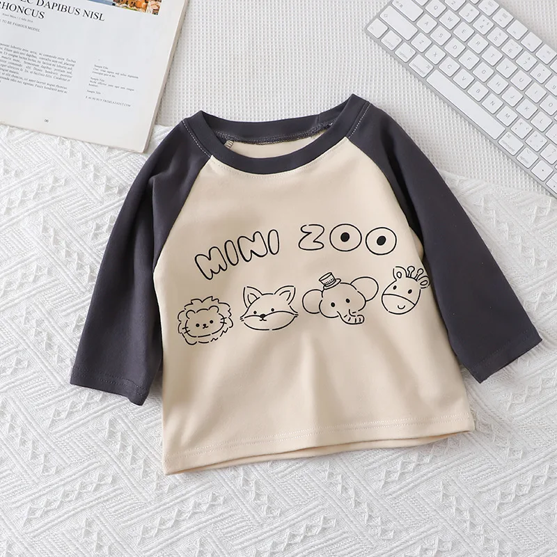 Autumn Baby Boys Girls Long Sleeved T-shirt Children Korean Clothing Top Pullover Casual Kids Blouse O-Neck Bottom Shirt 1-6 Yrs